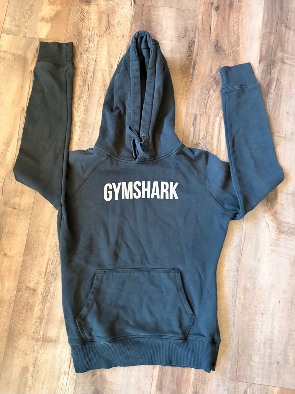 Gymshark Men's Black Crewneck Hoodie with White Logo